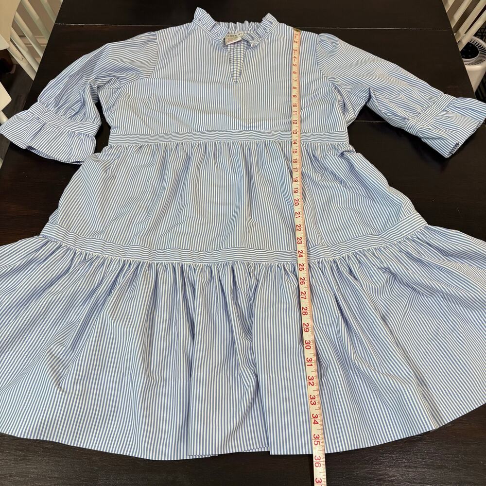 Gretchen Scott Blue and White Striped "So Sweet" Cotton Ruffle Dress SzM Preppy - Picture 7 of 9